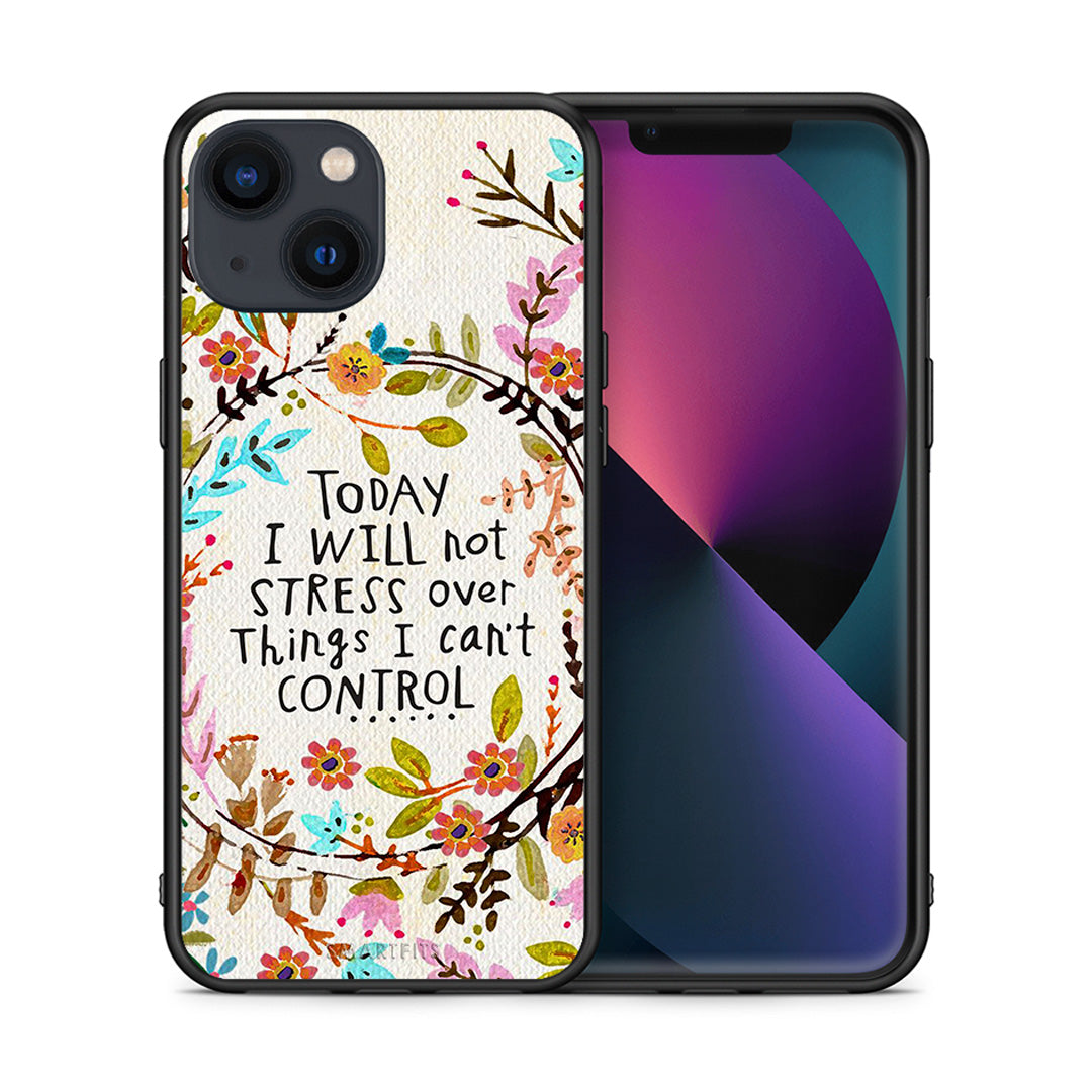 Θήκη iPhone 13 Mini Stress Over από τη Smartfits με σχέδιο στο πίσω μέρος και μαύρο περίβλημα | iPhone 13 Mini Stress Over case with colorful back and black bezels