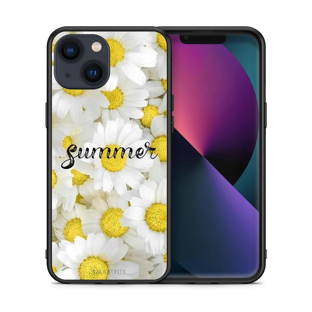Θήκη iPhone 13 Mini Summer Daisies από τη Smartfits με σχέδιο στο πίσω μέρος και μαύρο περίβλημα | iPhone 13 Mini Summer Daisies case with colorful back and black bezels