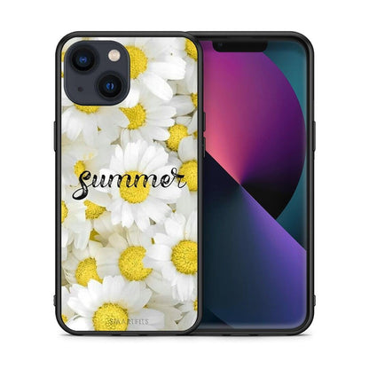 Θήκη iPhone 13 Mini Summer Daisies από τη Smartfits με σχέδιο στο πίσω μέρος και μαύρο περίβλημα | iPhone 13 Mini Summer Daisies case with colorful back and black bezels