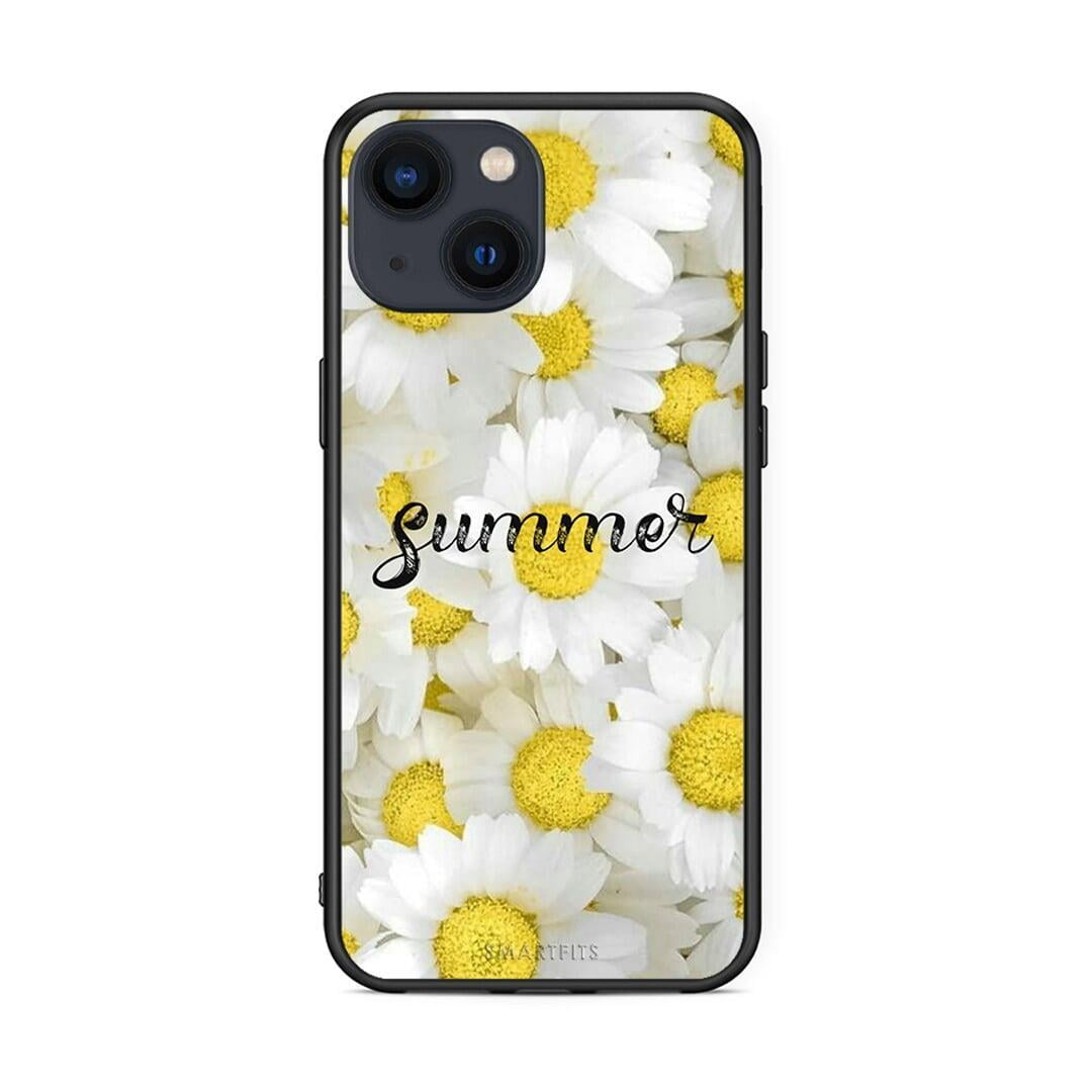 iPhone 13 Mini Summer Daisies Θήκη από τη Smartfits με σχέδιο στο πίσω μέρος και μαύρο περίβλημα | Smartphone case with colorful back and black bezels by Smartfits