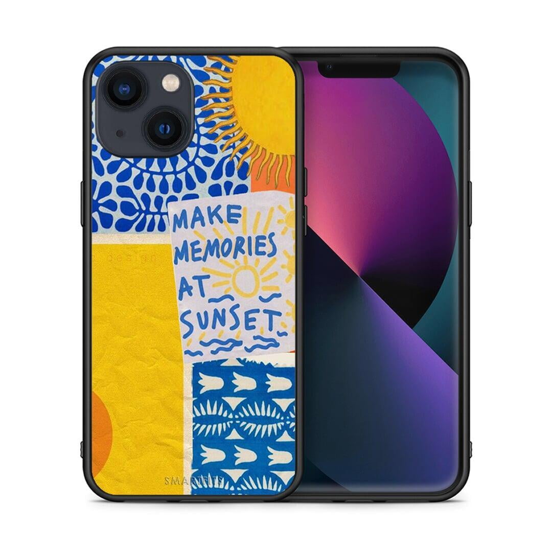 Θήκη iPhone 13 Sunset Memories από τη Smartfits με σχέδιο στο πίσω μέρος και μαύρο περίβλημα | iPhone 13 Sunset Memories case with colorful back and black bezels