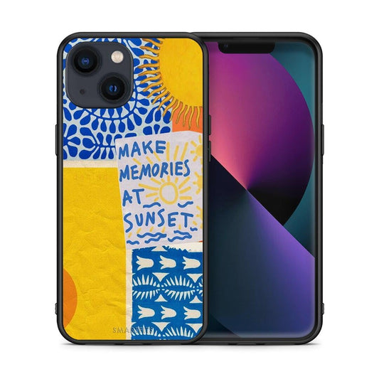 Θήκη iPhone 13 Sunset Memories από τη Smartfits με σχέδιο στο πίσω μέρος και μαύρο περίβλημα | iPhone 13 Sunset Memories case with colorful back and black bezels