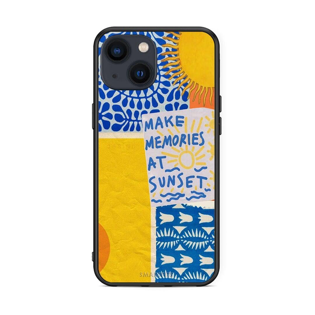 iPhone 13 Mini Sunset Memories Θήκη από τη Smartfits με σχέδιο στο πίσω μέρος και μαύρο περίβλημα | Smartphone case with colorful back and black bezels by Smartfits