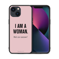 Thumbnail for Θήκη iPhone 13 Mini Superpower Woman από τη Smartfits με σχέδιο στο πίσω μέρος και μαύρο περίβλημα | iPhone 13 Mini Superpower Woman case with colorful back and black bezels