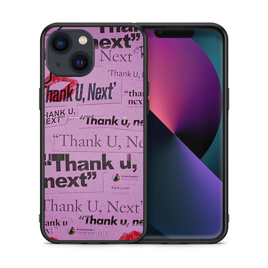 Θήκη Αγίου Βαλεντίνου iPhone 13 Thank You Next από τη Smartfits με σχέδιο στο πίσω μέρος και μαύρο περίβλημα | iPhone 13 Thank You Next case with colorful back and black bezels