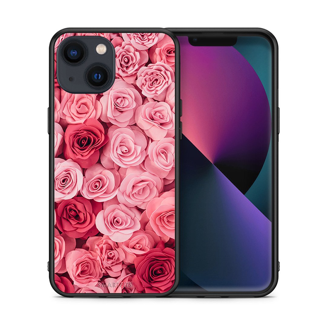 Θήκη iPhone 13 Mini RoseGarden Valentine από τη Smartfits με σχέδιο στο πίσω μέρος και μαύρο περίβλημα | iPhone 13 Mini RoseGarden Valentine case with colorful back and black bezels