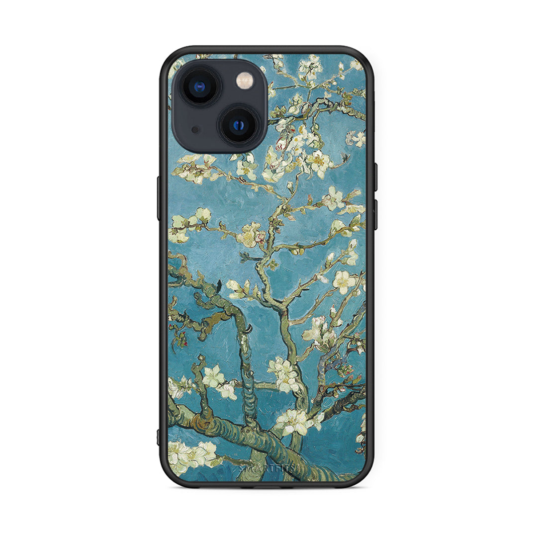 iPhone 13 White Blossoms θήκη από τη Smartfits με σχέδιο στο πίσω μέρος και μαύρο περίβλημα | Smartphone case with colorful back and black bezels by Smartfits