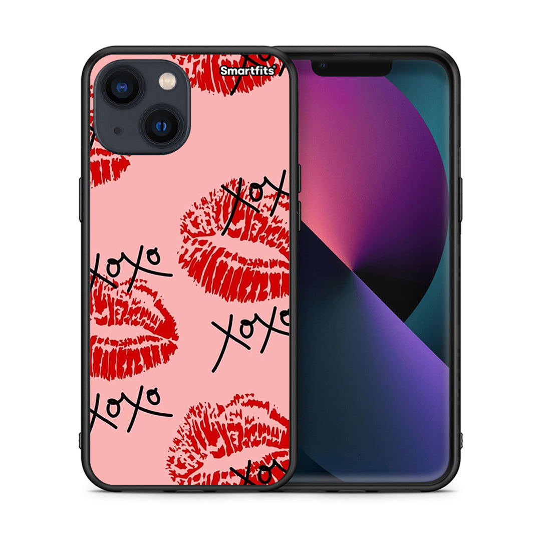 Θήκη iPhone 13 XOXO Lips από τη Smartfits με σχέδιο στο πίσω μέρος και μαύρο περίβλημα | iPhone 13 XOXO Lips case with colorful back and black bezels