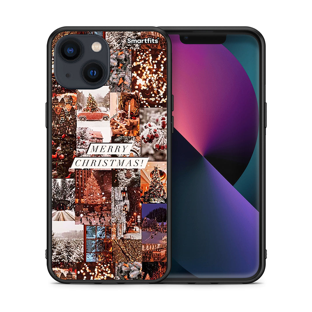 Θήκη iPhone 13 Xmas Collage από τη Smartfits με σχέδιο στο πίσω μέρος και μαύρο περίβλημα | iPhone 13 Xmas Collage case with colorful back and black bezels