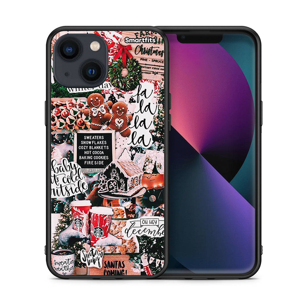 Θήκη iPhone 13 Xmas Habbits από τη Smartfits με σχέδιο στο πίσω μέρος και μαύρο περίβλημα | iPhone 13 Xmas Habbits case with colorful back and black bezels