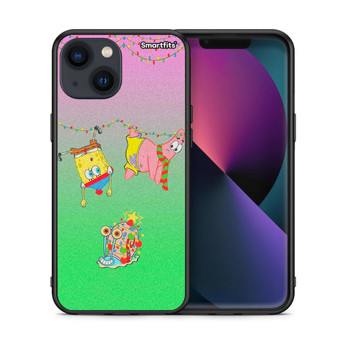 Θήκη iPhone 13 Xmas Lights από τη Smartfits με σχέδιο στο πίσω μέρος και μαύρο περίβλημα | iPhone 13 Xmas Lights case with colorful back and black bezels