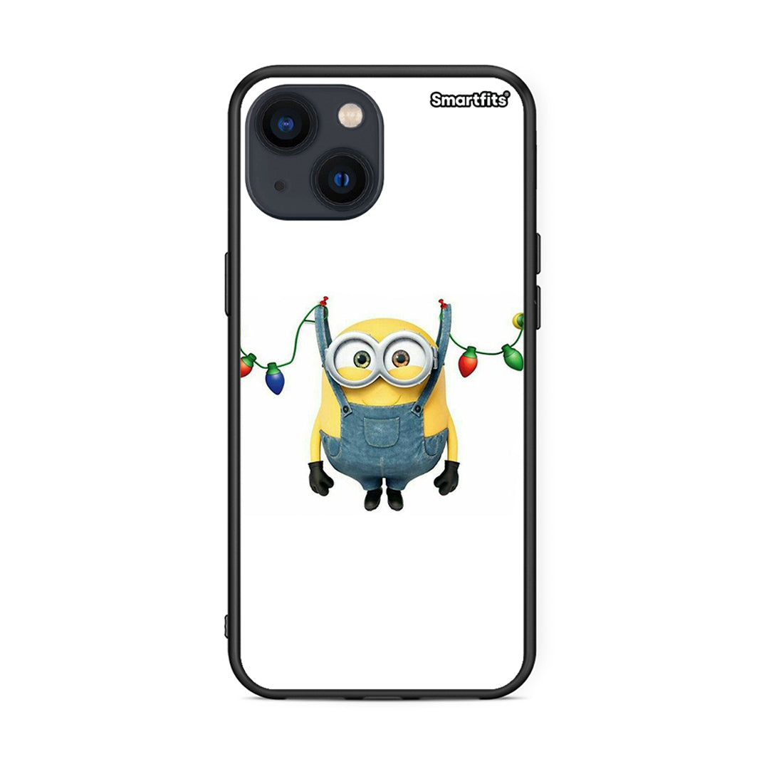 iPhone 13 Xmas Minion Lights θήκη από τη Smartfits με σχέδιο στο πίσω μέρος και μαύρο περίβλημα | Smartphone case with colorful back and black bezels by Smartfits