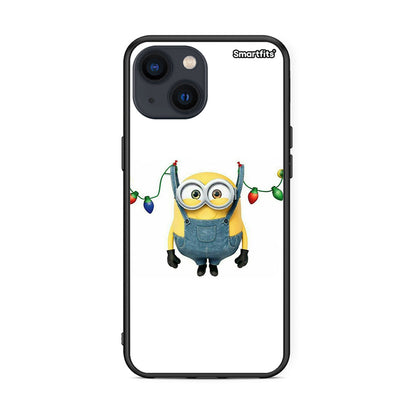 iPhone 13 Xmas Minion Lights θήκη από τη Smartfits με σχέδιο στο πίσω μέρος και μαύρο περίβλημα | Smartphone case with colorful back and black bezels by Smartfits