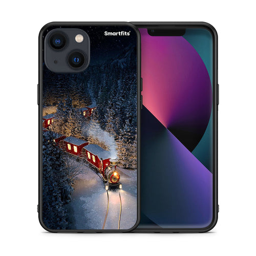 Θήκη iPhone 13 Xmas Train από τη Smartfits με σχέδιο στο πίσω μέρος και μαύρο περίβλημα | iPhone 13 Xmas Train case with colorful back and black bezels