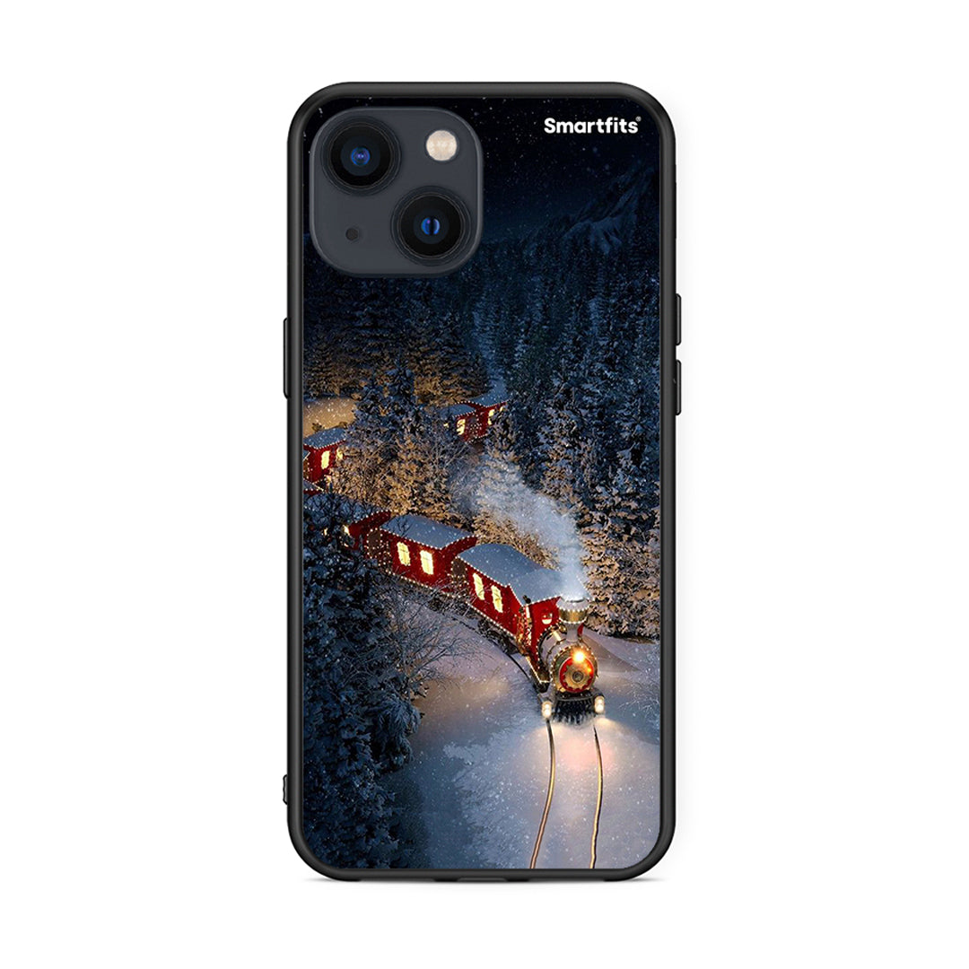 iPhone 13 Mini Xmas Train θήκη από τη Smartfits με σχέδιο στο πίσω μέρος και μαύρο περίβλημα | Smartphone case with colorful back and black bezels by Smartfits