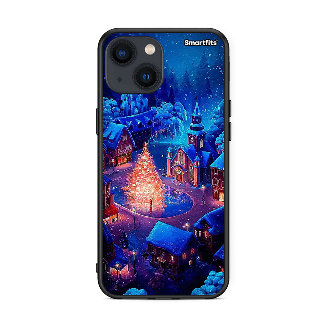 iPhone 13 Xmas Village θήκη από τη Smartfits με σχέδιο στο πίσω μέρος και μαύρο περίβλημα | Smartphone case with colorful back and black bezels by Smartfits