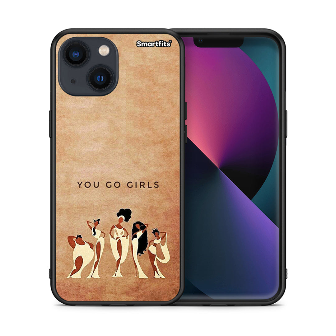 Θήκη iPhone 13 You Go Girl από τη Smartfits με σχέδιο στο πίσω μέρος και μαύρο περίβλημα | iPhone 13 You Go Girl case with colorful back and black bezels