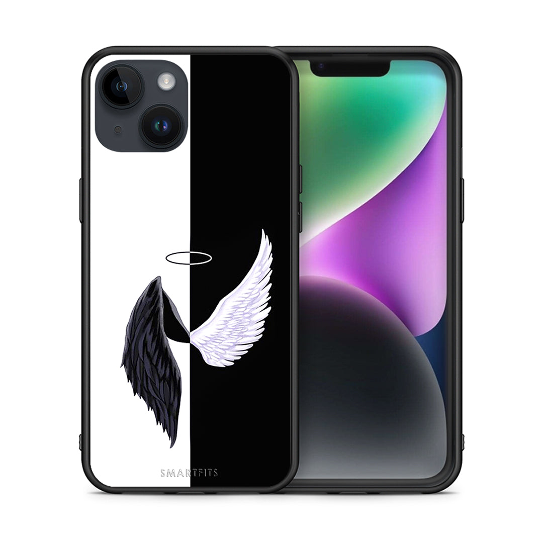 Θήκη iPhone 14 Angels Demons από τη Smartfits με σχέδιο στο πίσω μέρος και μαύρο περίβλημα | iPhone 14 Angels Demons case with colorful back and black bezels