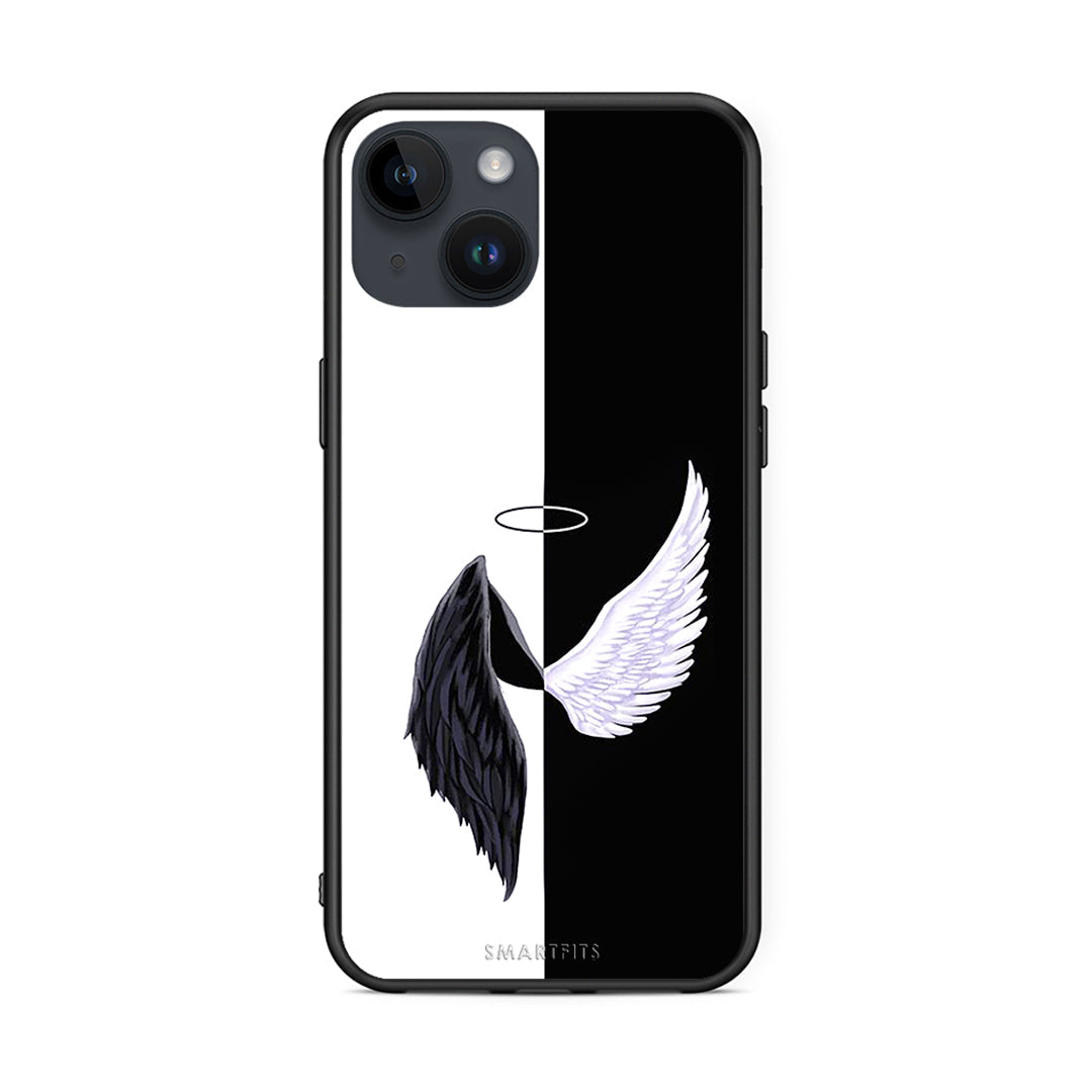 iPhone 15 Angels Demons θήκη από τη Smartfits με σχέδιο στο πίσω μέρος και μαύρο περίβλημα | Smartphone case with colorful back and black bezels by Smartfits
