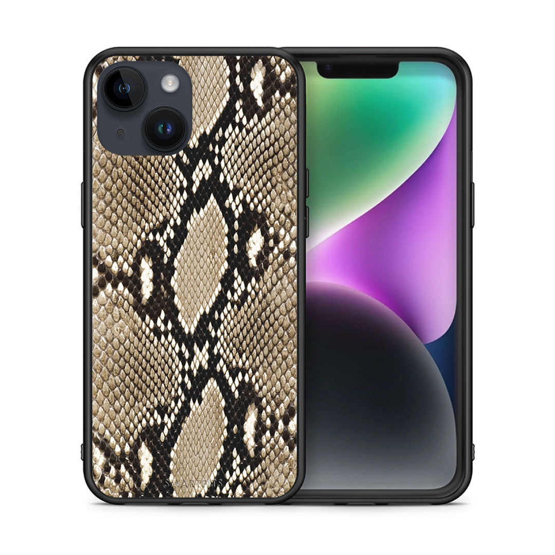 Θήκη iPhone 14 Fashion Snake Animal από τη Smartfits με σχέδιο στο πίσω μέρος και μαύρο περίβλημα | iPhone 14 Fashion Snake Animal case with colorful back and black bezels