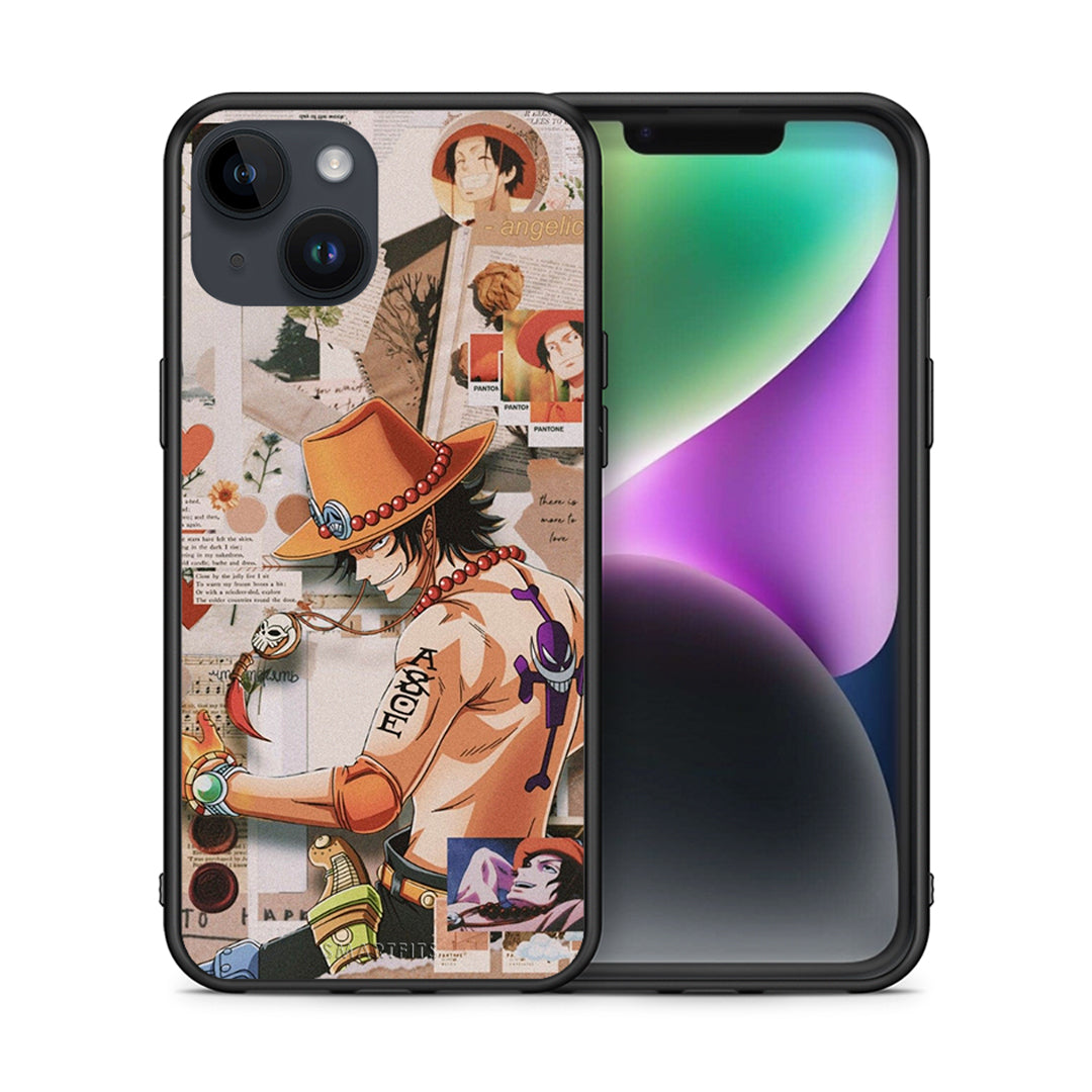 Θήκη iPhone 14 Anime Collage από τη Smartfits με σχέδιο στο πίσω μέρος και μαύρο περίβλημα | iPhone 14 Anime Collage case with colorful back and black bezels