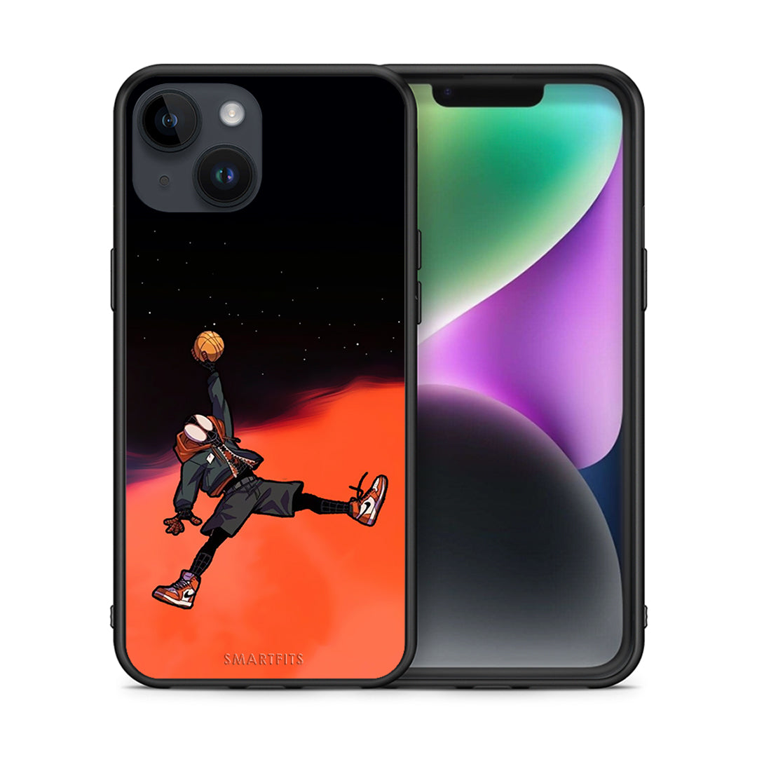 Θήκη iPhone 15 Basketball Hero από τη Smartfits με σχέδιο στο πίσω μέρος και μαύρο περίβλημα | iPhone 15 Basketball Hero case with colorful back and black bezels