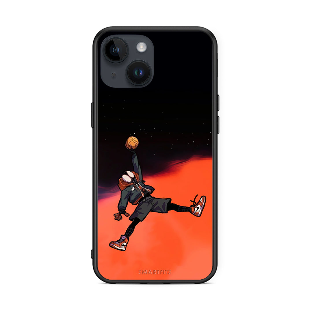 iPhone 15 Basketball Hero θήκη από τη Smartfits με σχέδιο στο πίσω μέρος και μαύρο περίβλημα | Smartphone case with colorful back and black bezels by Smartfits