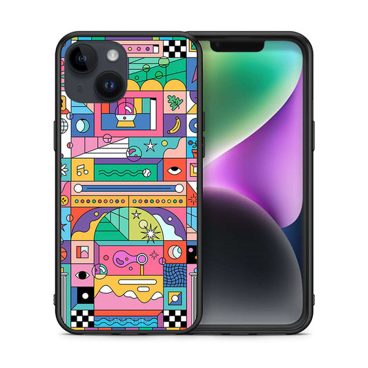 Θήκη iPhone 15 Bubbles Soap από τη Smartfits με σχέδιο στο πίσω μέρος και μαύρο περίβλημα | iPhone 15 Bubbles Soap case with colorful back and black bezels