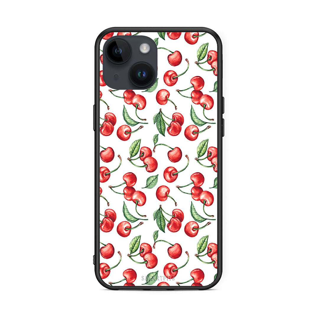 iPhone 15 Cherry Summer θήκη από τη Smartfits με σχέδιο στο πίσω μέρος και μαύρο περίβλημα | Smartphone case with colorful back and black bezels by Smartfits