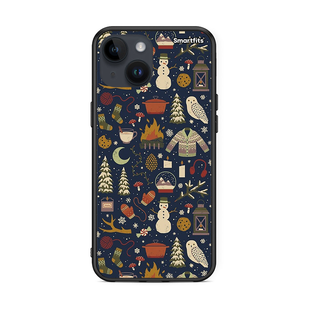 iPhone 15 Christmas Elements θήκη από τη Smartfits με σχέδιο στο πίσω μέρος και μαύρο περίβλημα | Smartphone case with colorful back and black bezels by Smartfits