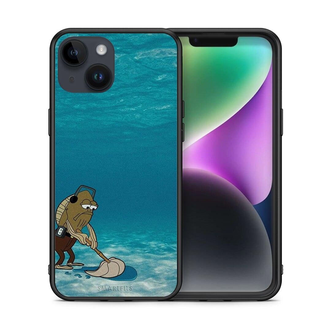 Θήκη iPhone 15 Clean The Ocean από τη Smartfits με σχέδιο στο πίσω μέρος και μαύρο περίβλημα | iPhone 15 Clean The Ocean case with colorful back and black bezels