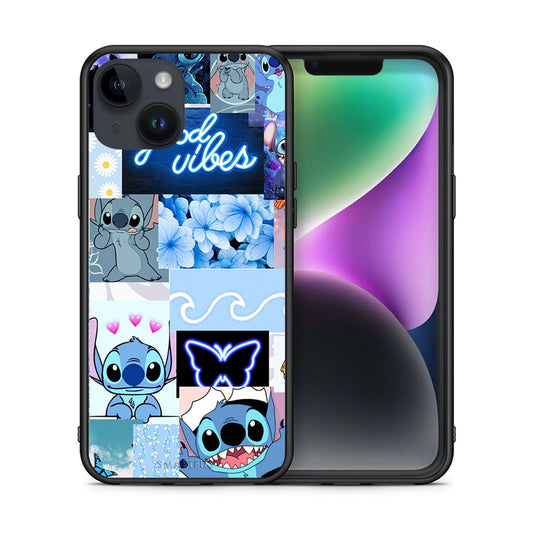 Θήκη Αγίου Βαλεντίνου iPhone 15 Collage Good Vibes από τη Smartfits με σχέδιο στο πίσω μέρος και μαύρο περίβλημα | iPhone 15 Collage Good Vibes case with colorful back and black bezels