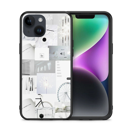 Θήκη Αγίου Βαλεντίνου iPhone 15 Collage Make Me Wonder από τη Smartfits με σχέδιο στο πίσω μέρος και μαύρο περίβλημα | iPhone 15 Collage Make Me Wonder case with colorful back and black bezels