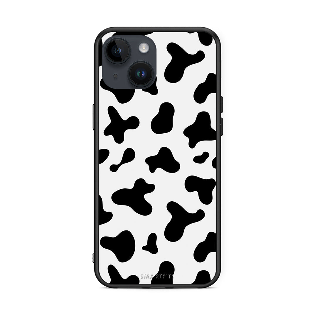 iPhone 15 Cow Print θήκη από τη Smartfits με σχέδιο στο πίσω μέρος και μαύρο περίβλημα | Smartphone case with colorful back and black bezels by Smartfits