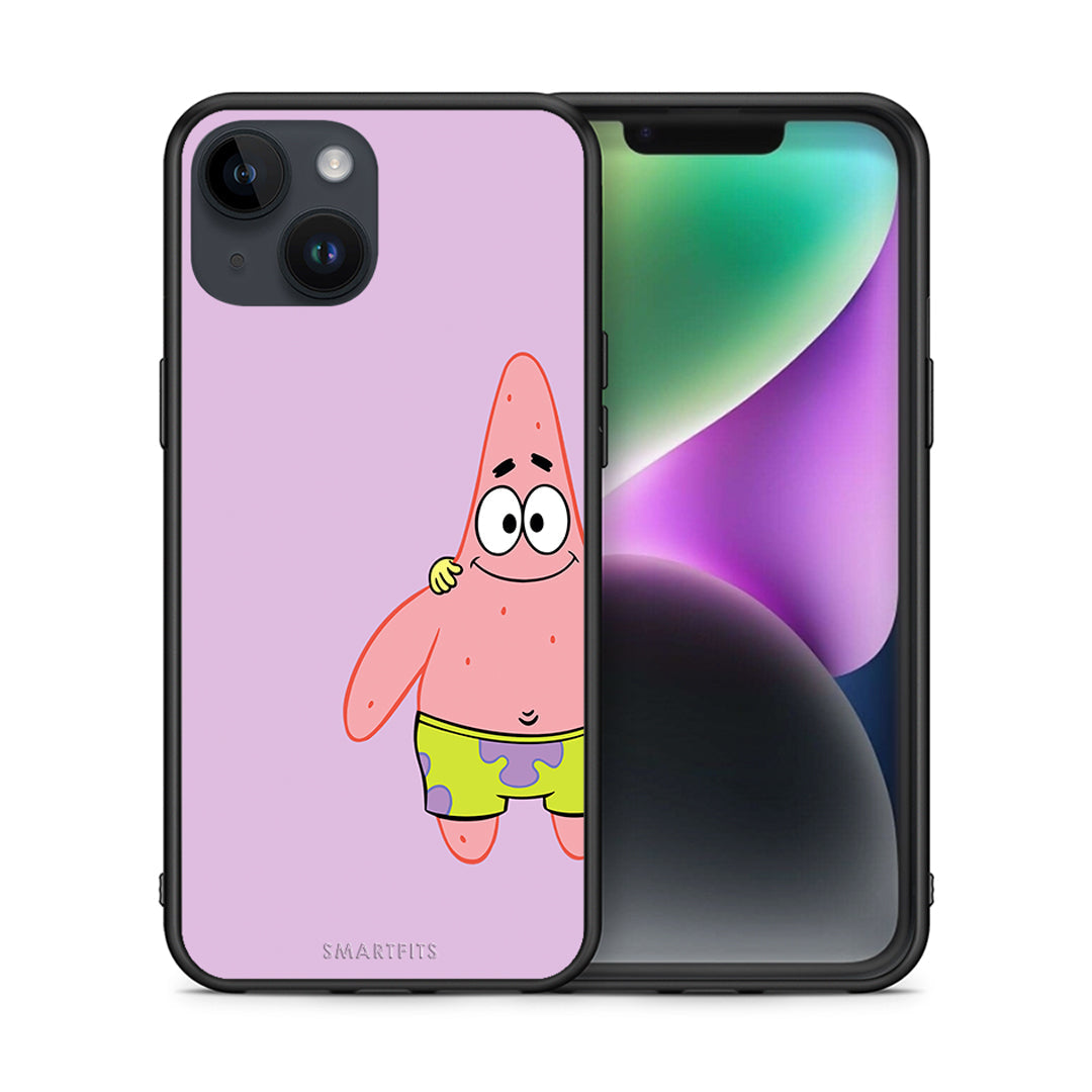 Θήκη iPhone 15 Friends Patrick από τη Smartfits με σχέδιο στο πίσω μέρος και μαύρο περίβλημα | iPhone 15 Friends Patrick case with colorful back and black bezels