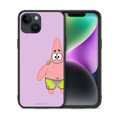Θήκη iPhone 15 Friends Patrick από τη Smartfits με σχέδιο στο πίσω μέρος και μαύρο περίβλημα | iPhone 15 Friends Patrick case with colorful back and black bezels