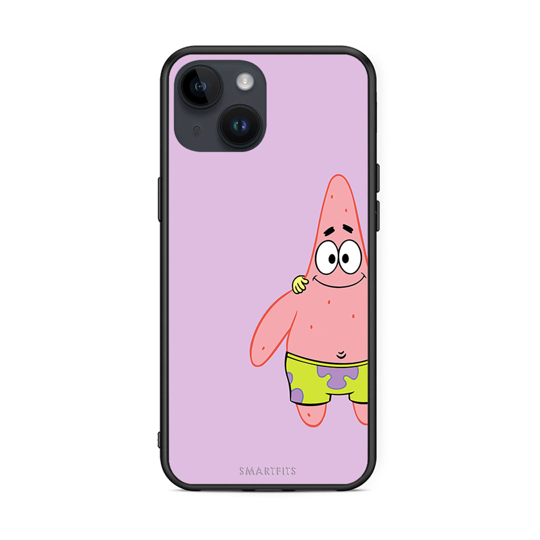 iPhone 15 Friends Patrick θήκη από τη Smartfits με σχέδιο στο πίσω μέρος και μαύρο περίβλημα | Smartphone case with colorful back and black bezels by Smartfits