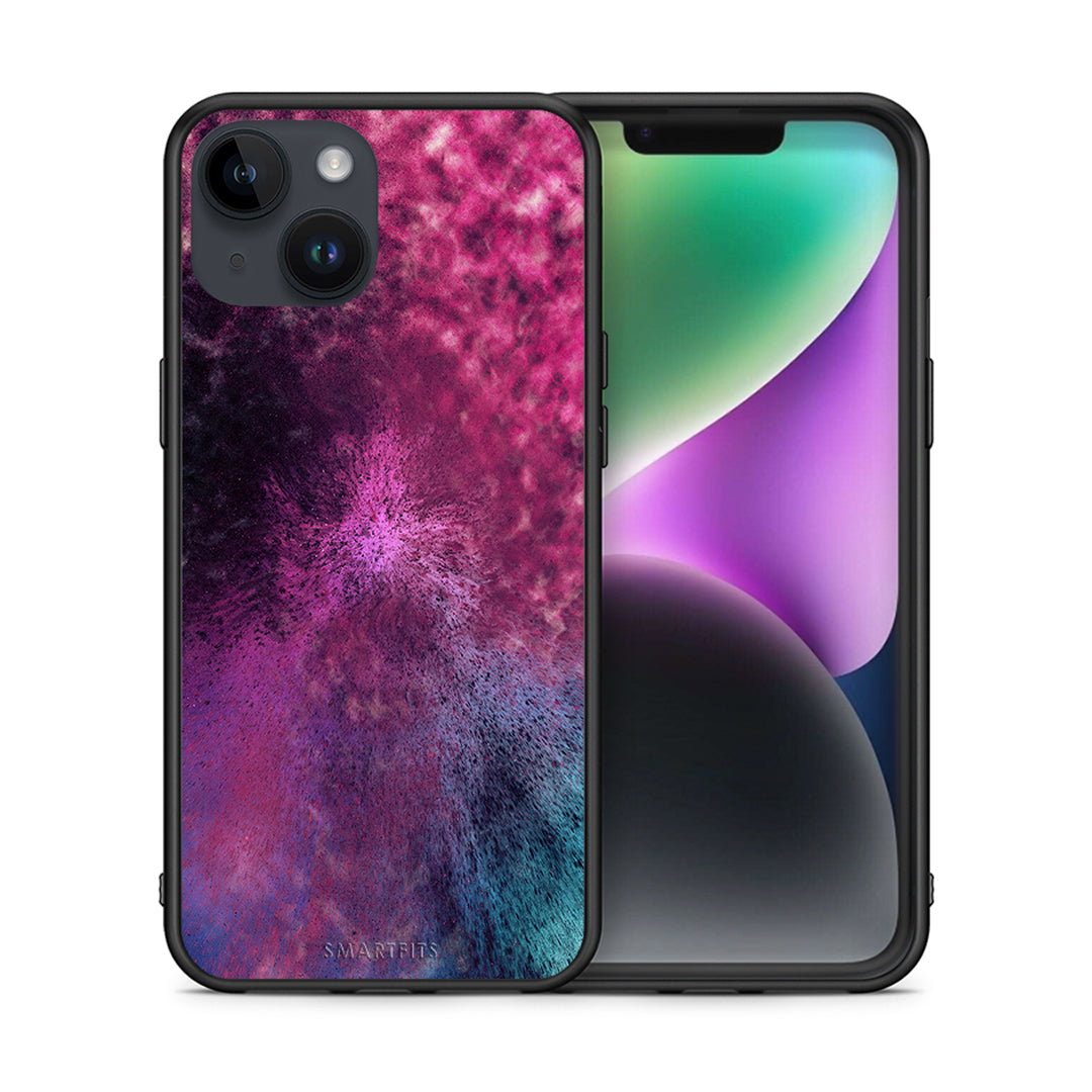 Θήκη iPhone 14 Aurora Galaxy από τη Smartfits με σχέδιο στο πίσω μέρος και μαύρο περίβλημα | iPhone 14 Aurora Galaxy case with colorful back and black bezels