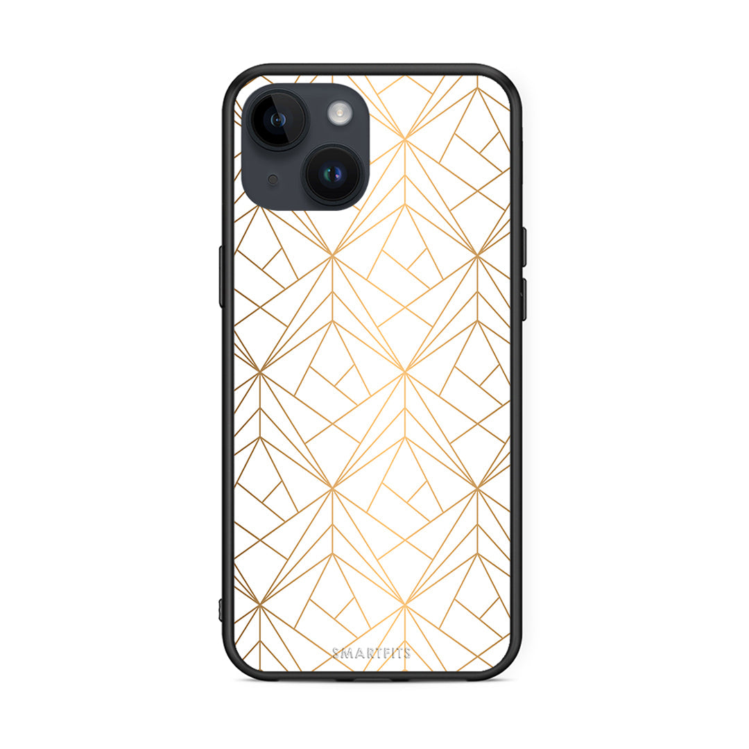 111 - iPhone 14 Luxury White Geometric case, cover, bumper