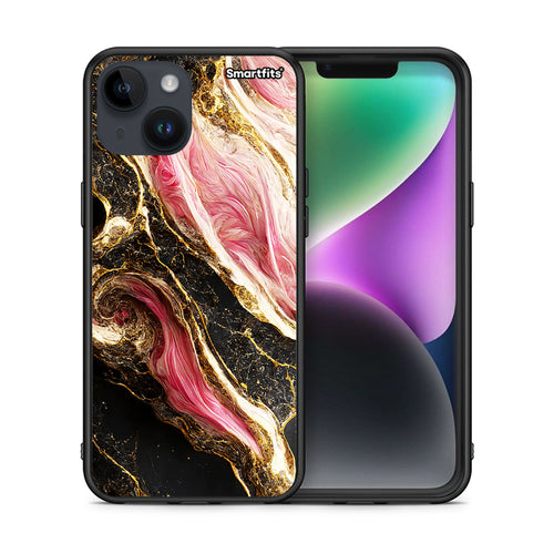 Θήκη iPhone 14 Glamorous Pink Marble από τη Smartfits με σχέδιο στο πίσω μέρος και μαύρο περίβλημα | iPhone 14 Glamorous Pink Marble case with colorful back and black bezels
