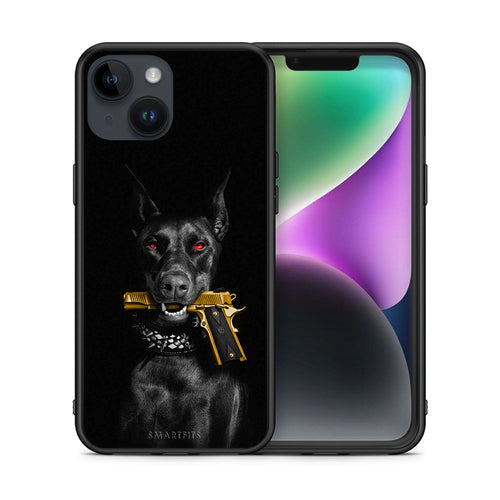 Θήκη Αγίου Βαλεντίνου iPhone 15 Golden Gun από τη Smartfits με σχέδιο στο πίσω μέρος και μαύρο περίβλημα | iPhone 15 Golden Gun case with colorful back and black bezels