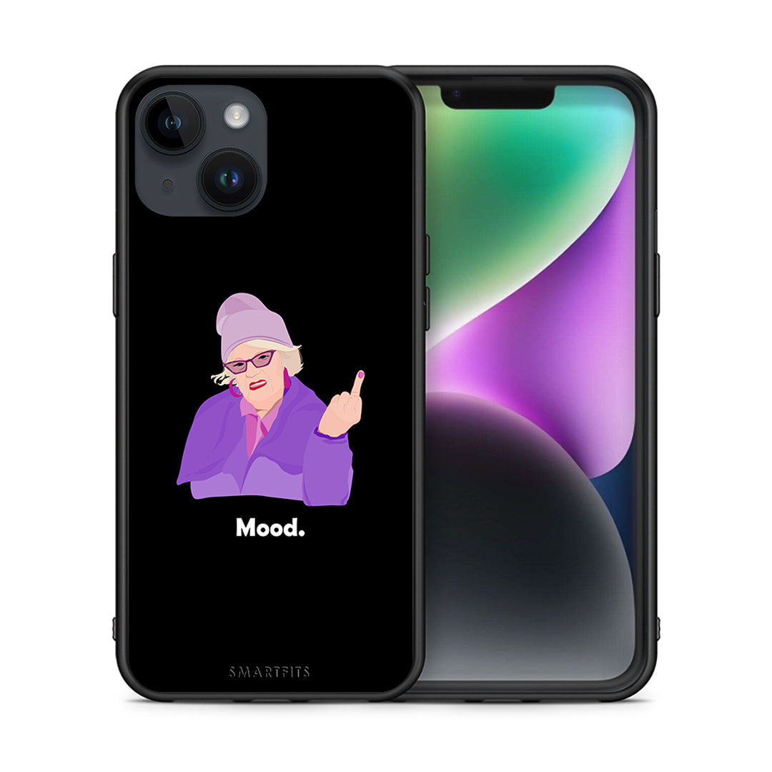 Θήκη iPhone 14 Grandma Mood Black από τη Smartfits με σχέδιο στο πίσω μέρος και μαύρο περίβλημα | iPhone 14 Grandma Mood Black case with colorful back and black bezels