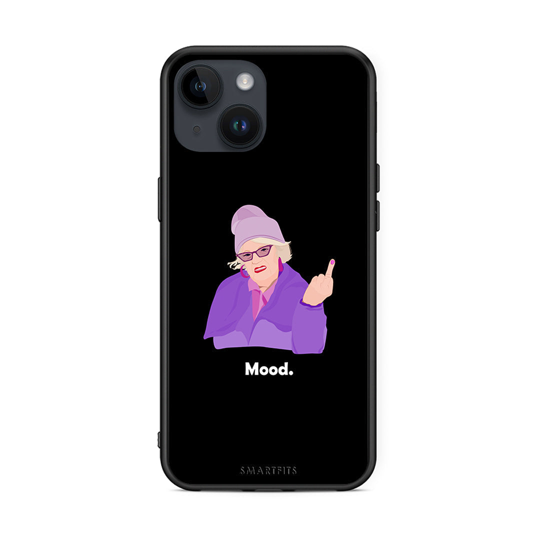 iPhone 15 Grandma Mood Black θήκη από τη Smartfits με σχέδιο στο πίσω μέρος και μαύρο περίβλημα | Smartphone case with colorful back and black bezels by Smartfits