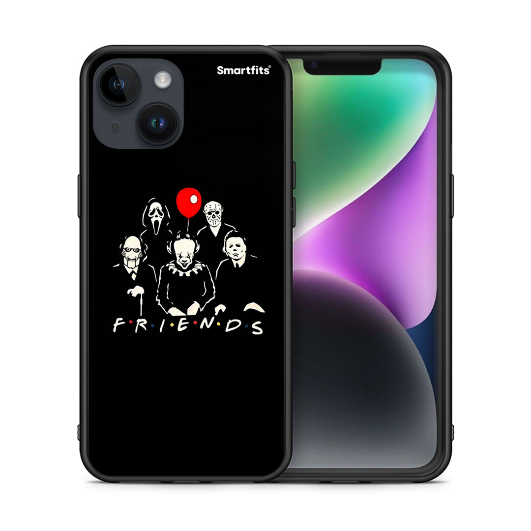 Θήκη iPhone 14 Halloween Friends από τη Smartfits με σχέδιο στο πίσω μέρος και μαύρο περίβλημα | iPhone 14 Halloween Friends case with colorful back and black bezels