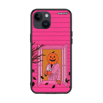 iPhone 14 Halloween Pumpkin Lady Θήκη από τη Smartfits με σχέδιο στο πίσω μέρος και μαύρο περίβλημα | Smartphone case with colorful back and black bezels by Smartfits