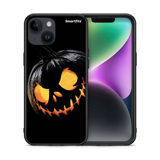 Θήκη iPhone 14 Halloween Scary Pumpkin από τη Smartfits με σχέδιο στο πίσω μέρος και μαύρο περίβλημα | iPhone 14 Halloween Scary Pumpkin case with colorful back and black bezels