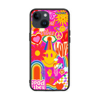 Thumbnail for iPhone 14 Hippie Love θήκη από τη Smartfits με σχέδιο στο πίσω μέρος και μαύρο περίβλημα | Smartphone case with colorful back and black bezels by Smartfits