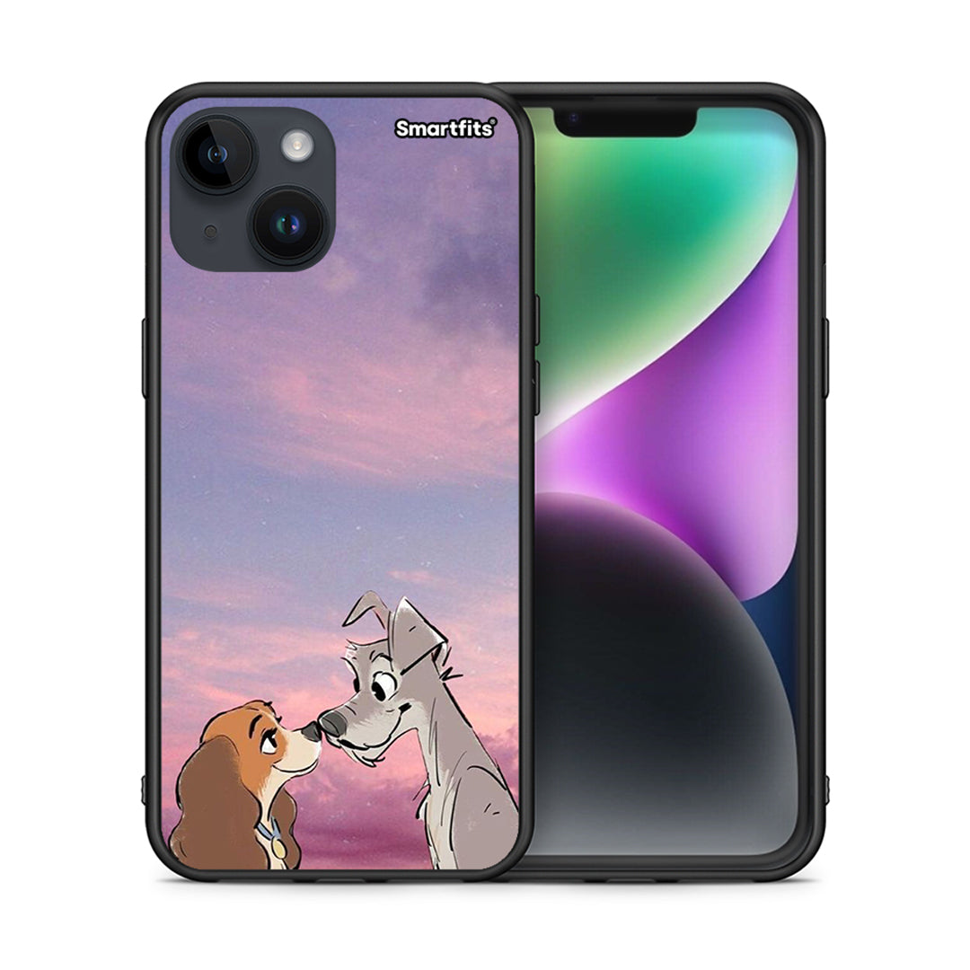 Θήκη iPhone 14 Lady And Tramp από τη Smartfits με σχέδιο στο πίσω μέρος και μαύρο περίβλημα | iPhone 14 Lady And Tramp case with colorful back and black bezels