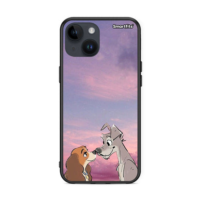 iPhone 14 Lady And Tramp θήκη από τη Smartfits με σχέδιο στο πίσω μέρος και μαύρο περίβλημα | Smartphone case with colorful back and black bezels by Smartfits