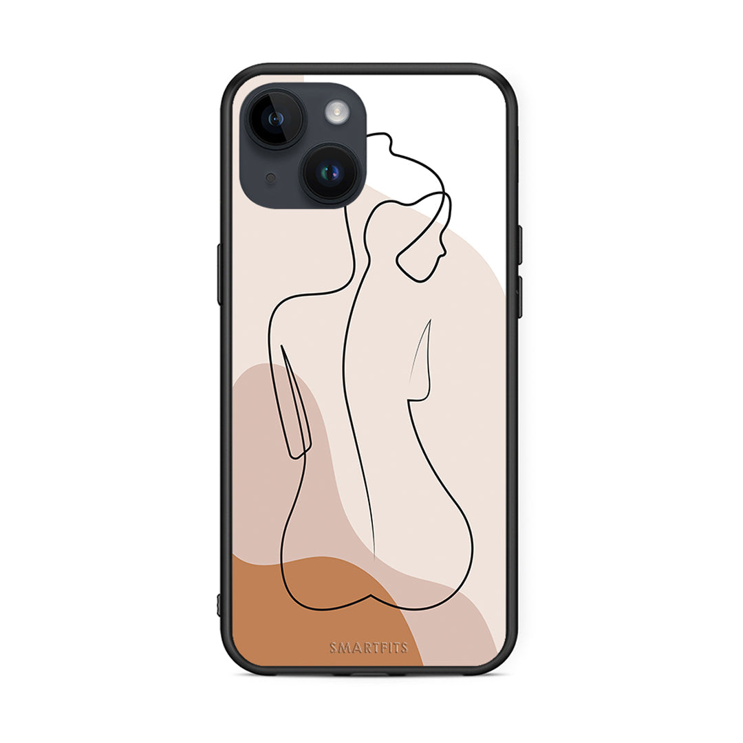 iPhone 14 LineArt Woman θήκη από τη Smartfits με σχέδιο στο πίσω μέρος και μαύρο περίβλημα | Smartphone case with colorful back and black bezels by Smartfits